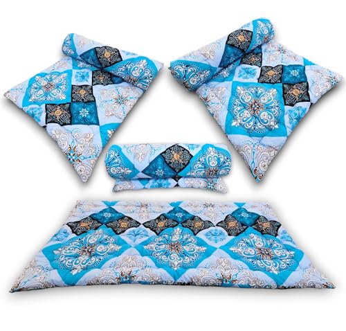 Image of Deevine Craft Soft Cotton Foldable Mattress - Lightweight, Firm Single Gadda | 3D Design Print, 72x36 Inches (3x6 ft) | Portable for Picnic, 1 Sleeping Capacity (Sky Blue Mattress)