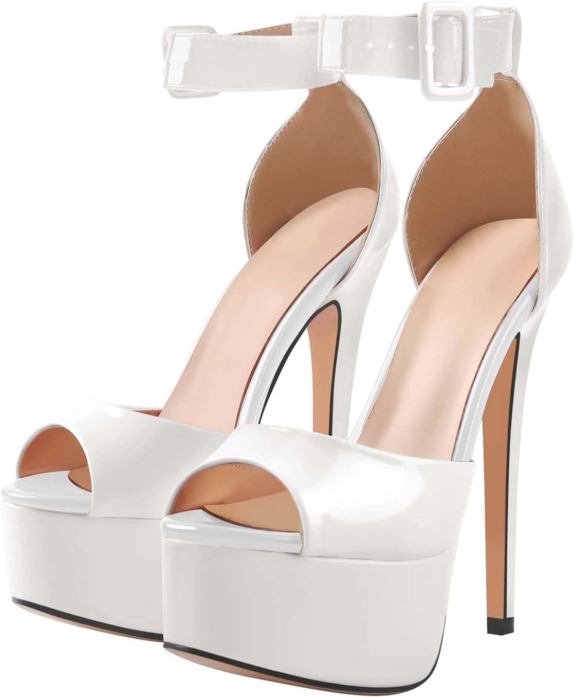 VERISSON Women's Fashion Mary Jane Stiletto Pumps Round Toe Buckle Strappy Platform Court Shoes