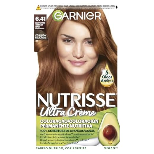 Garnier Nutrisse Creme Coloración permanente con mascarilla nutritiva de cuatro aceites - Marrón Intenso 6.41