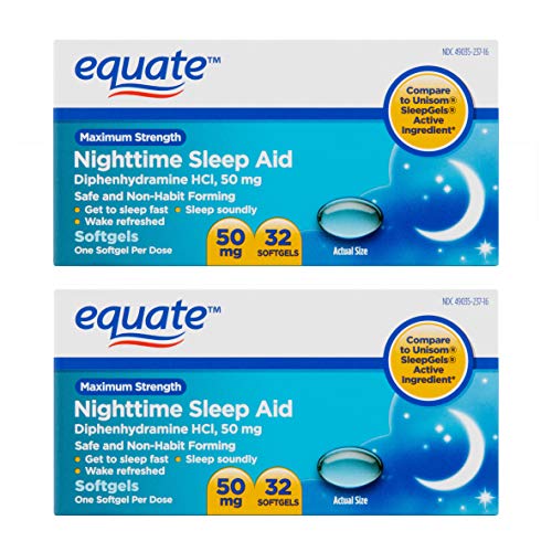 Equate - Nighttime Sleep Aid 50 mg, Maximum Strength, 32 Softgels (Compare to Unisom SleepGels) (2)