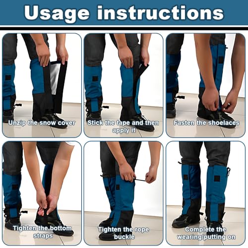 TONGIHS 2 Stück Unisex Gamaschen, Beingamasche, Beingamaschen Wasserdicht und Verstellbar, zum Wandern, Skifahren, Bergsteigen, Jagen, Spazierengehen, Rucksackwandern und Klettern im Freien