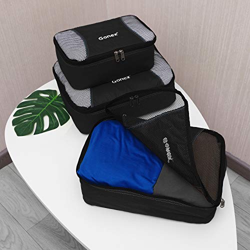 Gonex Packing Cubes 9 Set Travel Luggage Organizer with Laundry bag Black