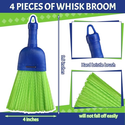 image for Domensi 4 Pcs Whisk Broom Poly Fiber Handheld Brush Hand Broom Outdoor