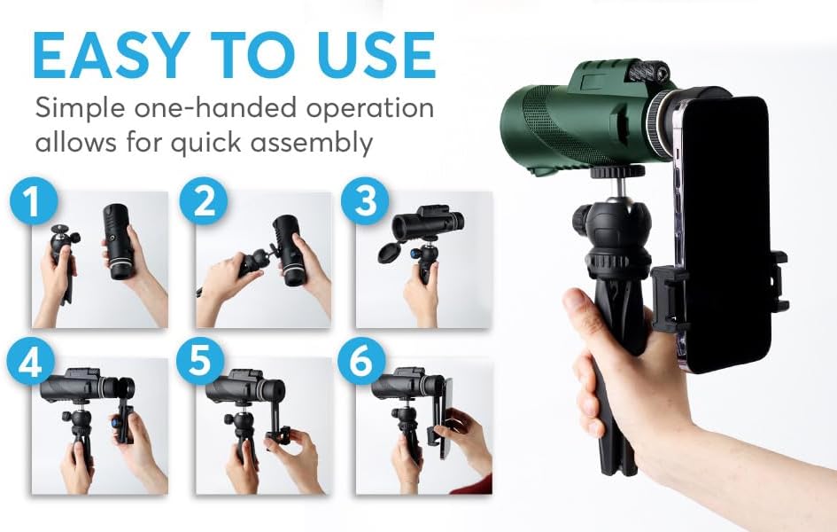 Miniatura 7 de Telescopio monocular de alta potencia de 80 x 100 para teléfonos inteligentes, monoculares para adultos, telescopio monocular de alta definición