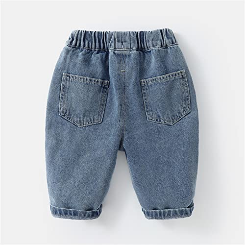 Toddler Baby Boys Girls Blue Jeans Toddler Elastic Waist Trousers Kids Pants with Pockets3