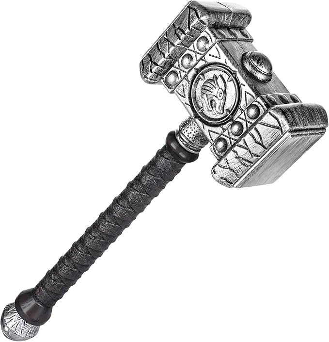 Tomatoys Martelo Viking adulto homem mulher decorativo para disfarce, acessório fantasia leve de plástico para carnaval, Halloween e festas temáticas