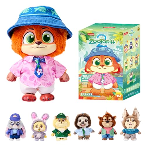 MINISO Disney Zootopia City Residents Series Vinyl Plush Keychain Blind Box, Cute Animal Figure Charm Collectible Surprise Gift for Bag Decor, Random Single Box