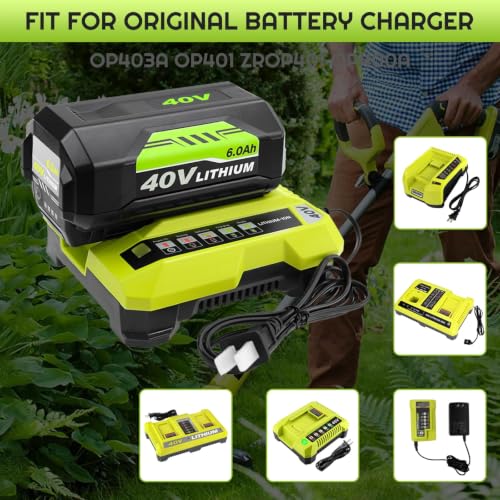 Image of 1Pack Upgraded 6000mAh Capacity Replacement for Ryobi 40V Battery OP40601 OP40602 OP40261 OP40501 OP40404 OP4030 Compatible with Ryobi 40Volt Lithium ion Battery Power Tools