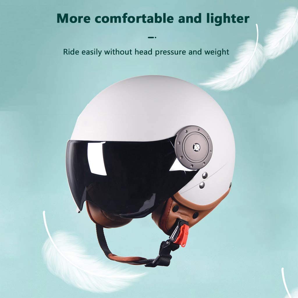 Kask motocyklowy 3/4 z otwartą twarzą, dla dorosłych Unisex Retro Crash Cruiser Half Helmet, ECE Certified, Scooter Street Bike Motocykl Vintage Jet Helmet (54-61cm)