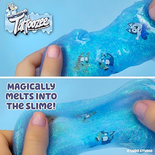 SLIMYGLOOP Tattoozee, Bluey Tattoo Transfer Slime Kit, Sensory Play for Kids Ages 6+, Cotton Candy Scented, Glitter Texture - image 5