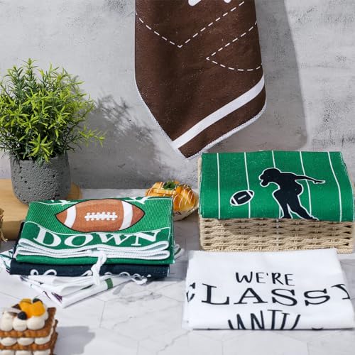 Ganeen JEE-GANEEN-1224 6 Pcs Football Kitchen Dish Towel Absorbent Tea Bar Hand Drying Cloth Football Kitchen Towels Football Dish Cloths thumb #5