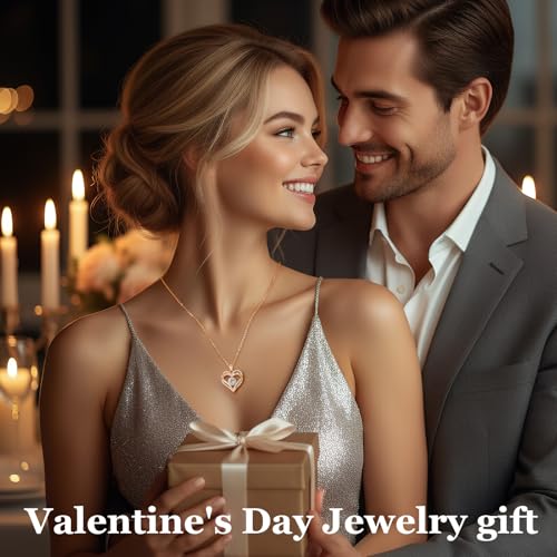 Image of CDE S925 Birthstone Heart Pendant Necklaces Jewelry Gifts for Wife