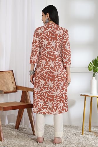 Image of MIRCHI FASHION Pure Cotton Kurti for Women | A-Line Kantha Work Printed Kurta for Woman | Ethnic Wear for Office & Daily Use (Single Piece)