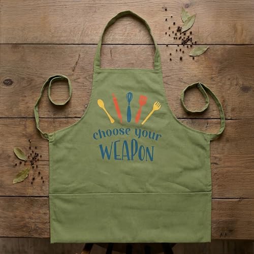 Image of Yellow Weaves Cotton Canvas Printed Kitchen Apron with Large Pockets, Cooking Apron for Men & Women, Durable Chef Apron for Cooking, Barista, Restaurant, Cafe Kitchen Apron
