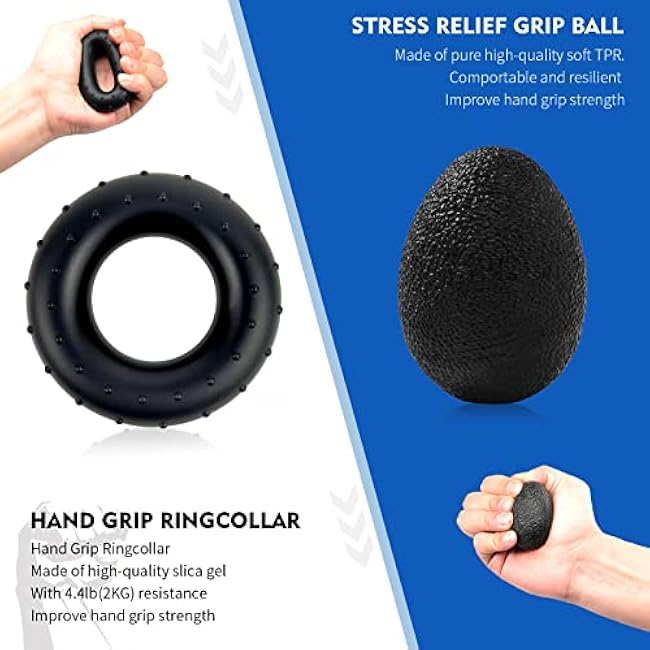 Hand Grip Strengthener Kit (7 Pack), Adjustable Grip Strength Trainer, Forearm Workout Trainer, Finger & Hand Strength Exerciser for Muscle Building & Grip Strength Recovery