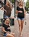 Ekouaer 4 Pack Maternity Shirts V Neck Maternity Top Short Sleeve Casual Tee Side Ruched Pregnancy Clothes Black/Brown/Army Green/White XL