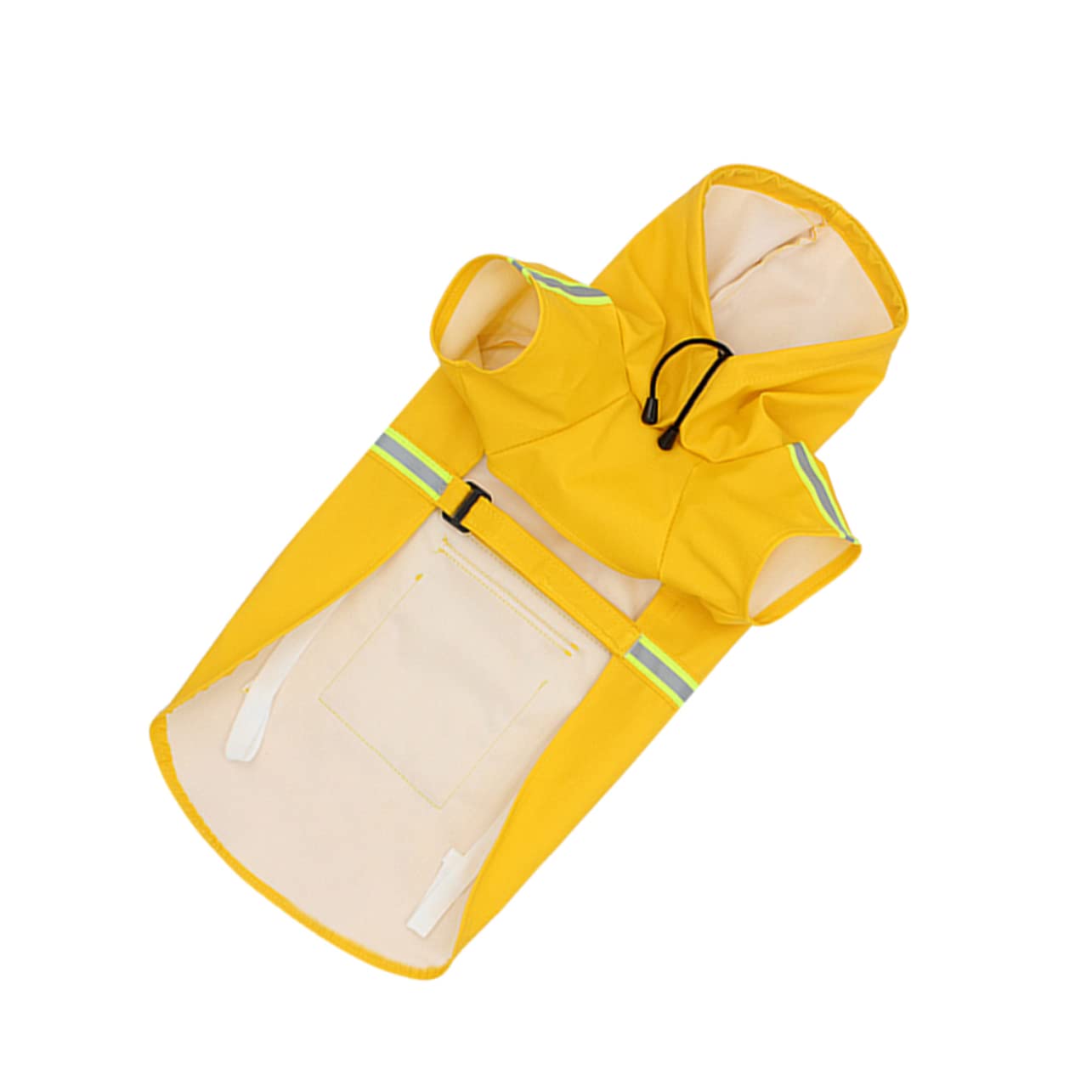 Garneck Reflective Strip Dog Raincoat Stylish Yellow Pet for Outdoor Walking Comfortable Elastic for Small Dogs