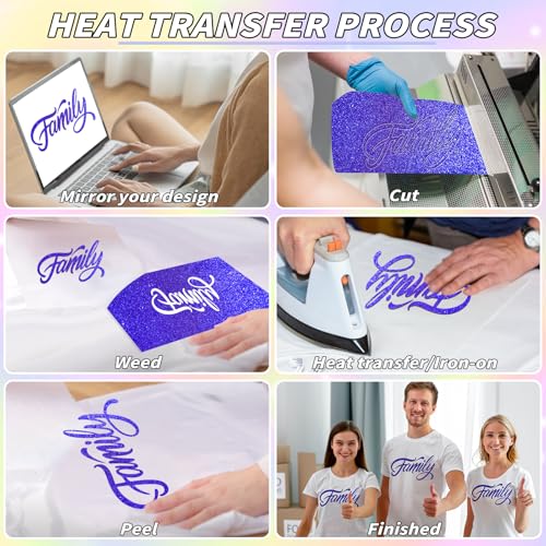 Image of 30 Pack Glitter HTV Vinyl 12 inch x 3FT Heat Transfer Iron On Vinyl Bundle