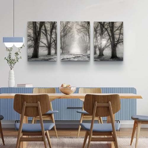 Yxbhhym Bathroom Wall Art Black and White Forest Pictures Tree Canvas Prints Art Landscape Painting Modern Office Artwork for Bedroom Wall Art Living Room Decor Kitchen Home Decorations by Yxbhhym - Used condition - Image 4