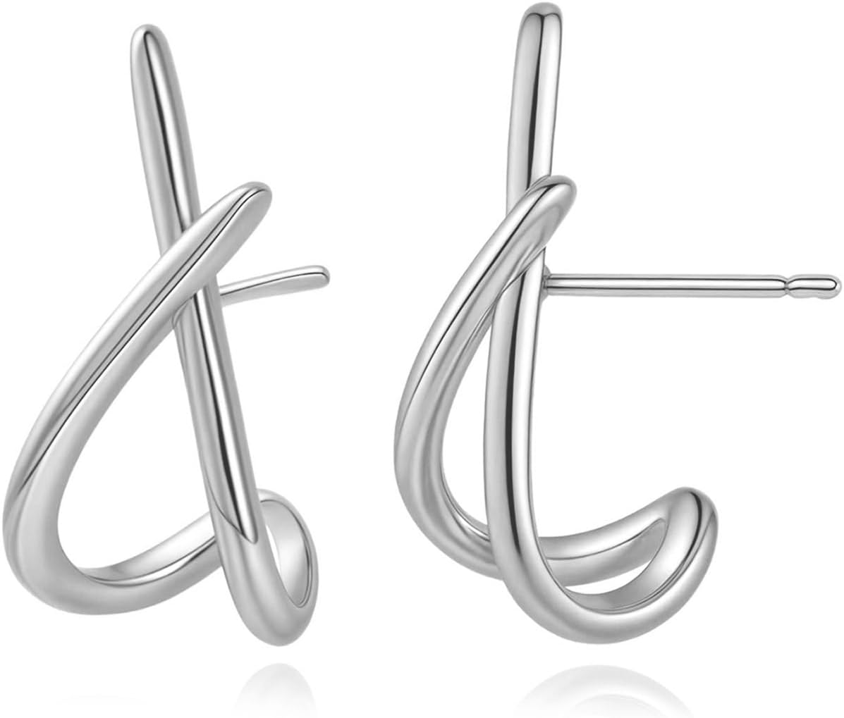 Unusual Golden Stud Earrings for Women Minimalist Curved Bar Studs Earrings Trendy Ear Jewelry