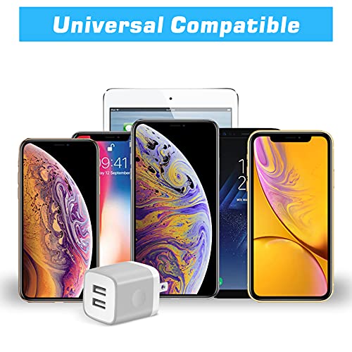 Usb Wall Charger, X-Edition 4-Pack 10.5W/2.1A Universal 2-Port Usb Wall Plug Power Adapter For Iphone 14 13 12 11 Pro Max Mini Se Xs Xr X 8 7 6S 6 Plus, Samsung, Lg, Pixel, Moto, Android Phones (Grey) #TOP4