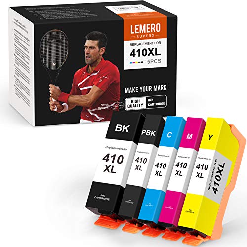 LemeroSuperx Remanufactured Ink Cartridge Replacement for Epson 410XL T410XL 410 XL Work for Expression XP-530 XP-630 XP-635 XP-640 XP-830 XP-7100 (Black, Photo Black, Cyan, Magenta, Yellow, 5 Pack)