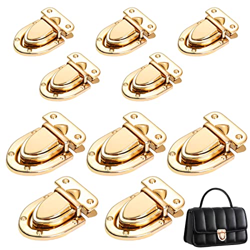 GeoGeoDIY 10 Pcs Turn Lock Clasp Purse Closure Twist Locks Fasteners Metal Hardware Clip Clasp Buckles with Washers for DIY Handbag Shoulder Handle Bags Craft Briefcase Handbag Making (2 Dimensions)