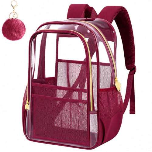 Image of AGSDON Clear Backpack, Heavy Duty Transparent Bookbag, See Through PVC Backpacks for Women Men