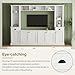 Brabrety Minimalist Entertainment Wall Unit Set with Bridge for TVs Up to 75'', Ample Storage Space TV Stand with Adjustable Shelves, Modernist Large Media Console for Living Room (White#031)