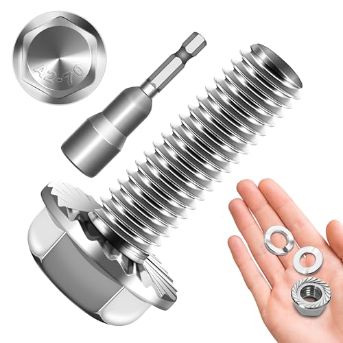 M8 x 25mm (10 Sets) M8x1.25 Bolt Flanged Hex Head Nuts and Bolts, M8 Flange Hexagon Screws with Nuts and Washers, 304 Stainless Steel 18-8 Metric Bolt Assortment, DIN 6921, By Mywish