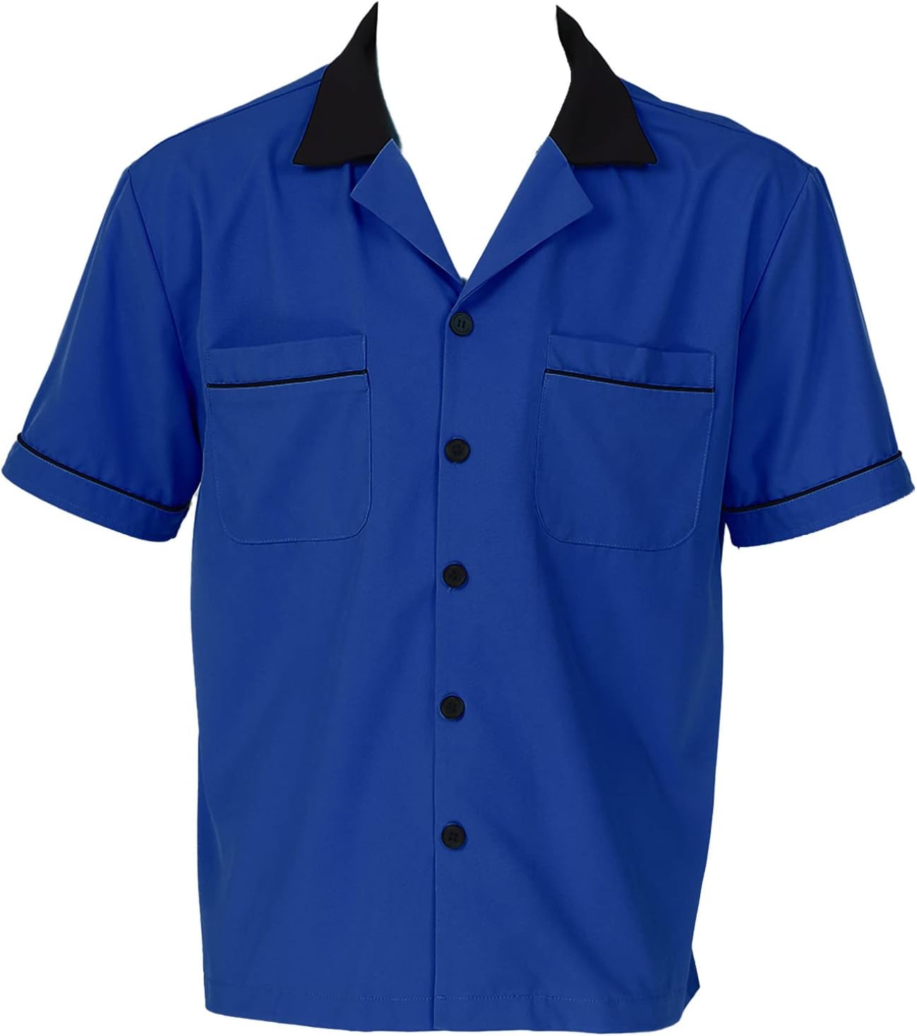 FEESHOW Men's Retro Bowling Shirt Camp Shirts Short Sleeve Fifties Bowling Casual Dress Shirts