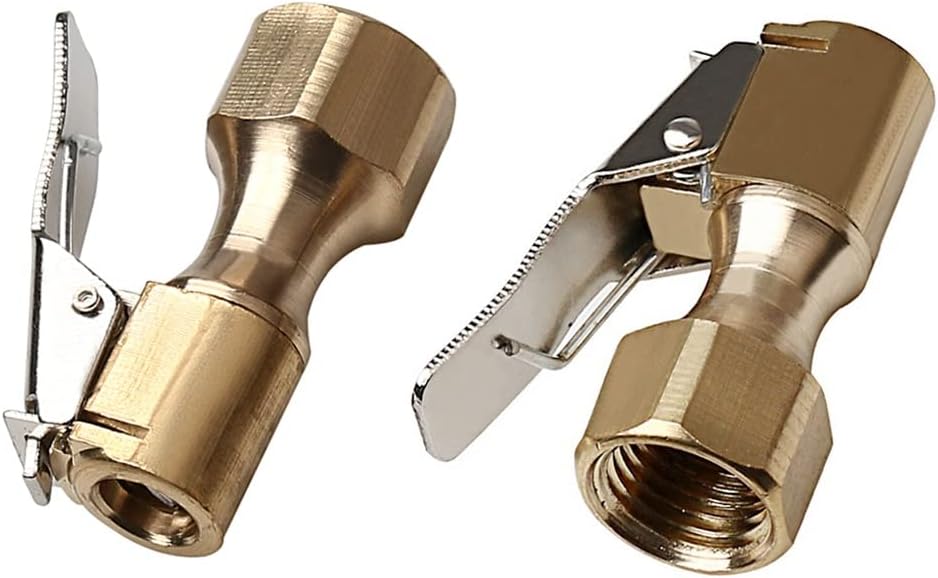 2 Pack Air Chuck, Heavy Duty Closed Flow Straight Tire Chuck Lock On Air Chuck with Clip for Tire Inflator Gauges Compressor Accessories