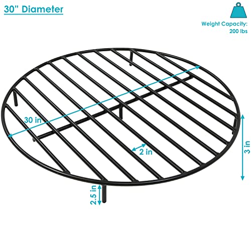 Sunnydaze Round Fire Pit Grate - Elevated Grill Grate for Fire Pit - Heavy-Duty Steel Log Cooking Grid for Outside - 30-Inch - Thumbnail 4