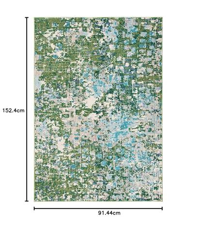 Safavieh Boho Rug for Living Room Dining Room, Bedroom - Madison Collection, Short Pile, in Green and Turquoise, 122 X 183 cm - Image 3