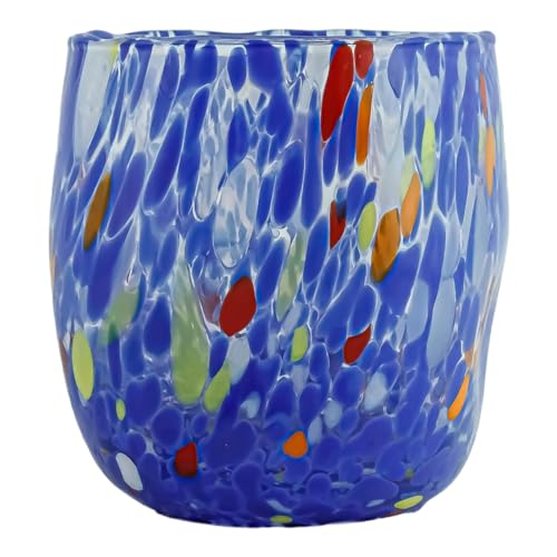 Verre de Murano bleu multi millefiori - Lot de 4 gobelets de table chic