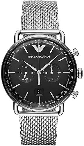 Emporio Armani Men's Black Dial Stainless Steel Analog Watch - AR11104