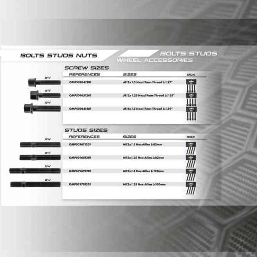 OMP SPEED Set 4 Esparragos Ruedas Coche OMP M12X1.25 Largo 100MM