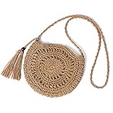 basttasche groß ✔【STRUKTUR】Reißverschluss Schließung; Sommer Mini Umhängetasche gibt genug Platz für Ihre täglichen Sachen wie Telefon, Brieftasche, Schlüssel, Kosmetik, Brillen, Spiegel usw. BESTER TREFFER: Komplimente verschiedene Stil Kleid und Schuhe in passender Farbe.