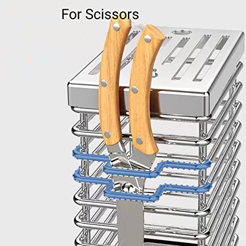 Sublibelief Knife Rests - Knife Block Holder Kitchen Stainless Steel Knife Organizer Storage Stand 8 Slots Top Hollow Iron Wire Different Size Shape Knife Sharpeners Scissors Kitchen #TOP4