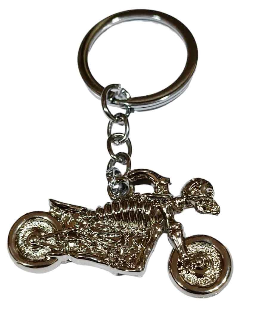 Silver Motorcycle Skeleton Keychain, Motorcycle Keyring, Motorcycle Key Chain, Motorcycle Key Ring
