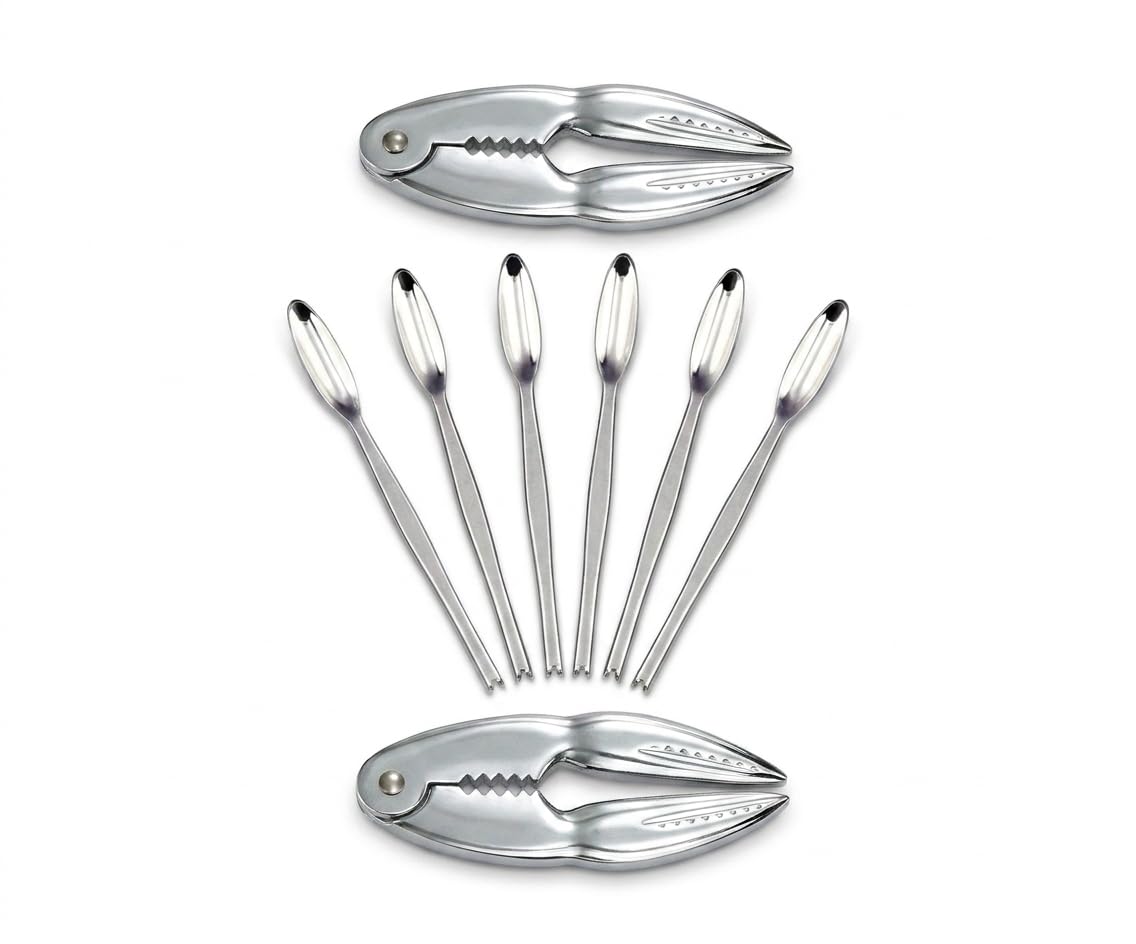 FranquiHOgar - Set Cubiertos Marisco 8 Piezas - Acero Inoxidable 18/10, Modelo Trento - Durabilidad, Diseño Moderno, Aptos Lavavajillas, Marisco 8, Metal