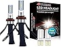 LED Headlight Bulbs Conversion Kit - 4WDKING H11/H8/H9 Fanless Copper Braid Heat Dissipation Super Bright Low Beam Fog Light 60W 8000LM 6500K Cool White High Beam with T10 x2