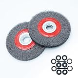 Eco Walker 20,3 cm 2-teiliges Bankdrahtbürsten-Set mit grobem gekräuseltem Stahldraht und 5 Abstandshalterdornen für Schleifmaschinen (20,3 cm, 2 Stück)