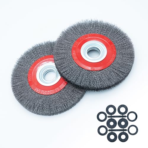Eco Walker 20,3 cm 2-teiliges Bankdrahtbürsten-Set mit grobem gekräuseltem Stahldraht und 5 Abstandshalterdornen für Schleifmaschinen (20,3 cm, 2 Stück)