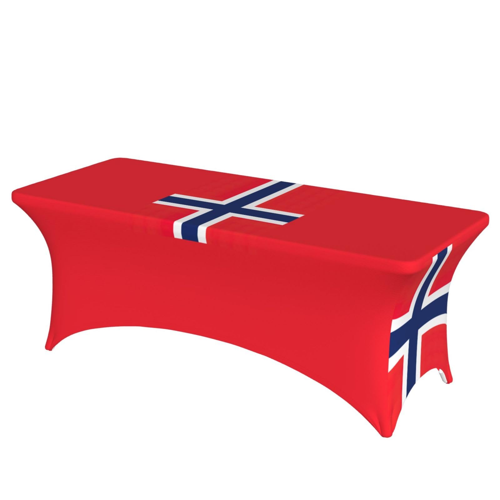 NImongt Norwegian Flag Print Elastic Rectangular Tablecloth Holidays Family Banquet Wedding Party Table Cover
