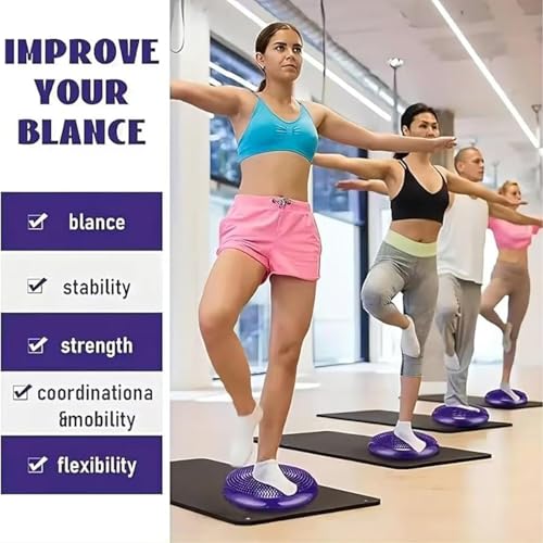 Erwachsene Balancekissen Ballsitzkissen mit Luftpumpe, Durchmesser 33cm Balance Training Yoga Matte Massage Board Physiokissen für Core, Koordination Fitness Rückentraining Pad (Lila)