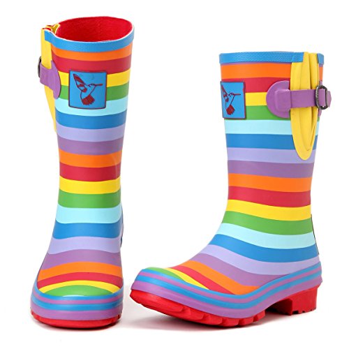 Rubber Rain Boots For Women's Garden Shoes Waterproof Boots Cute Printing Rainbow Mid-Calf Rain Boots UK Brand3