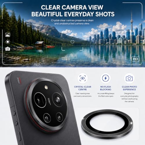 Image of FIRST MART Black Camera Ring Guard Protector for Xiaomi 17 Ultra | Tempered Glass with Metal Alloy Rings, HD Clear, Scratch Resistant, Case-Friendly | Pack of 1