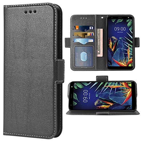 Phone Case for LG K40/K12 Plus/X4 2019/Solo LTE/Xpression Plus 2/Harmony 3 Folio Flip Wallet Case,PU Leather Card Holder Slots Full Body Protection Kickstand Phone Cover for LGK40 L423DL LMX420 Black