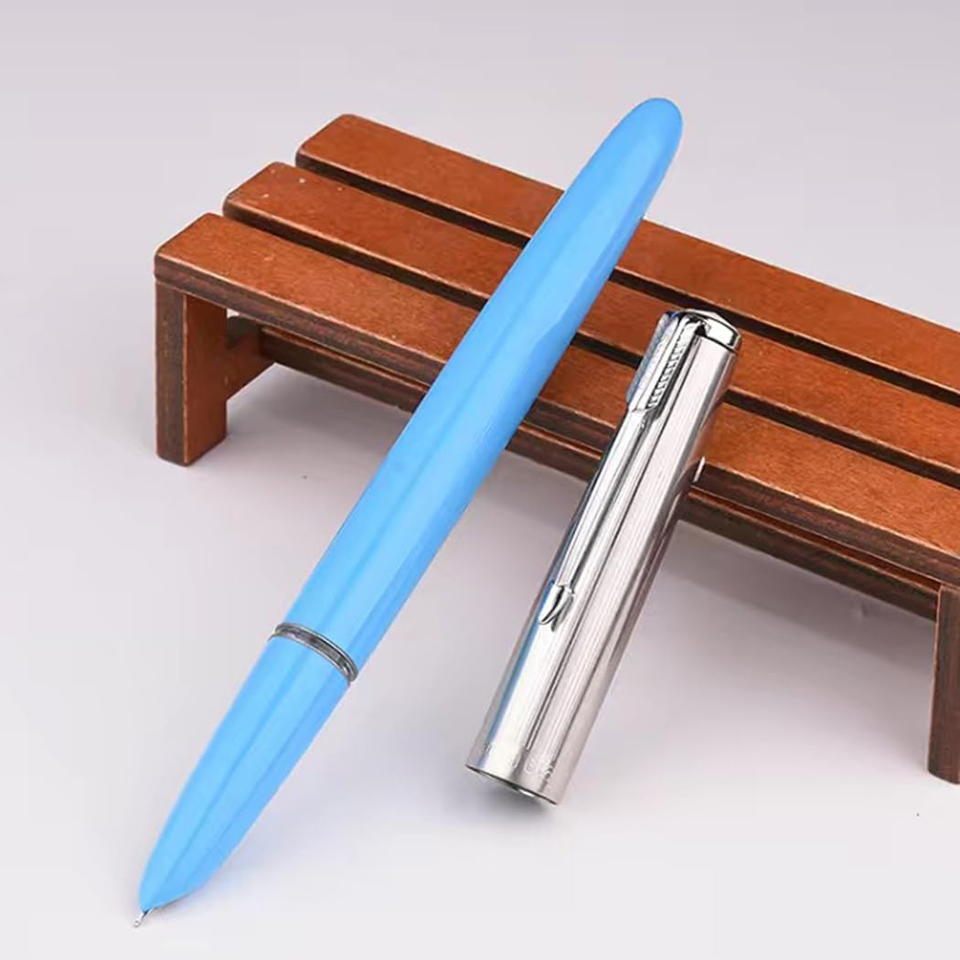 Ranvi Hero 616 Fountain Pen,Silver Trim,0.5mm nib Blue, YX616P-Silver-F-Blue - Image 2